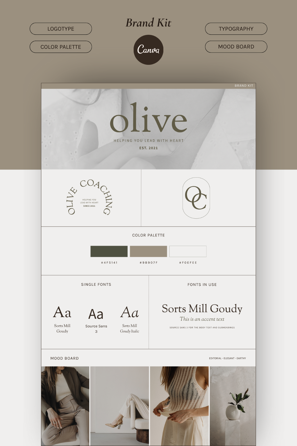 Olive Brand Kit - Earthy, elegant & editorial branding
