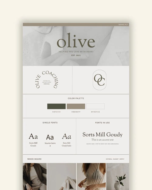 Olive Brand Kit - Earthy, elegant & editorial branding