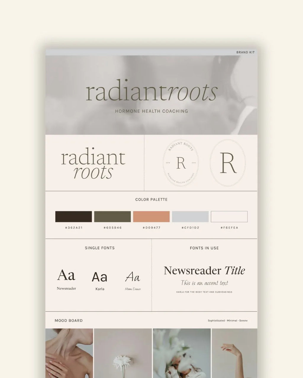 Radiant Roots Brand Kit – Serene & Sophisticated Branding