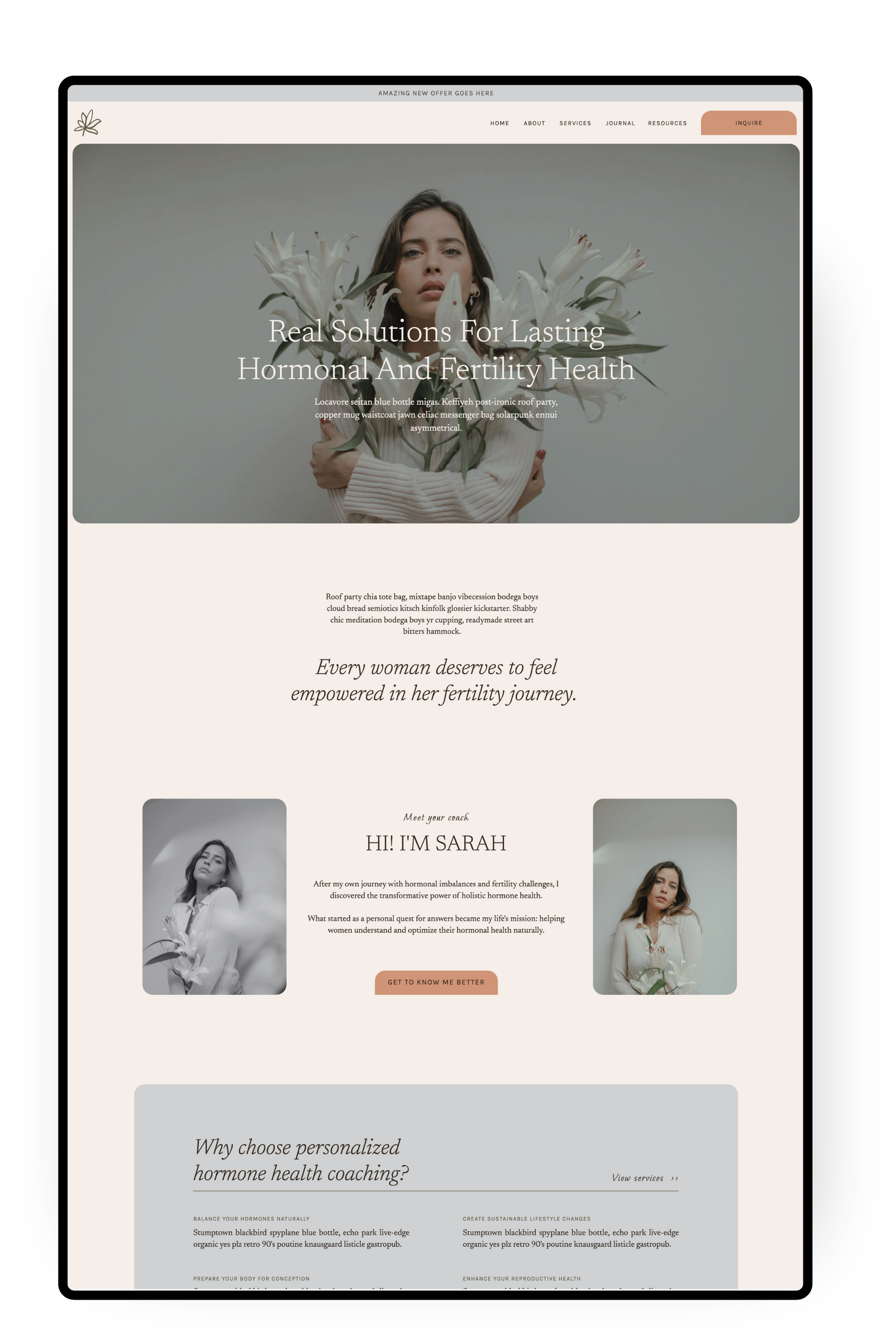 Radiant Roots - Showit Website Template