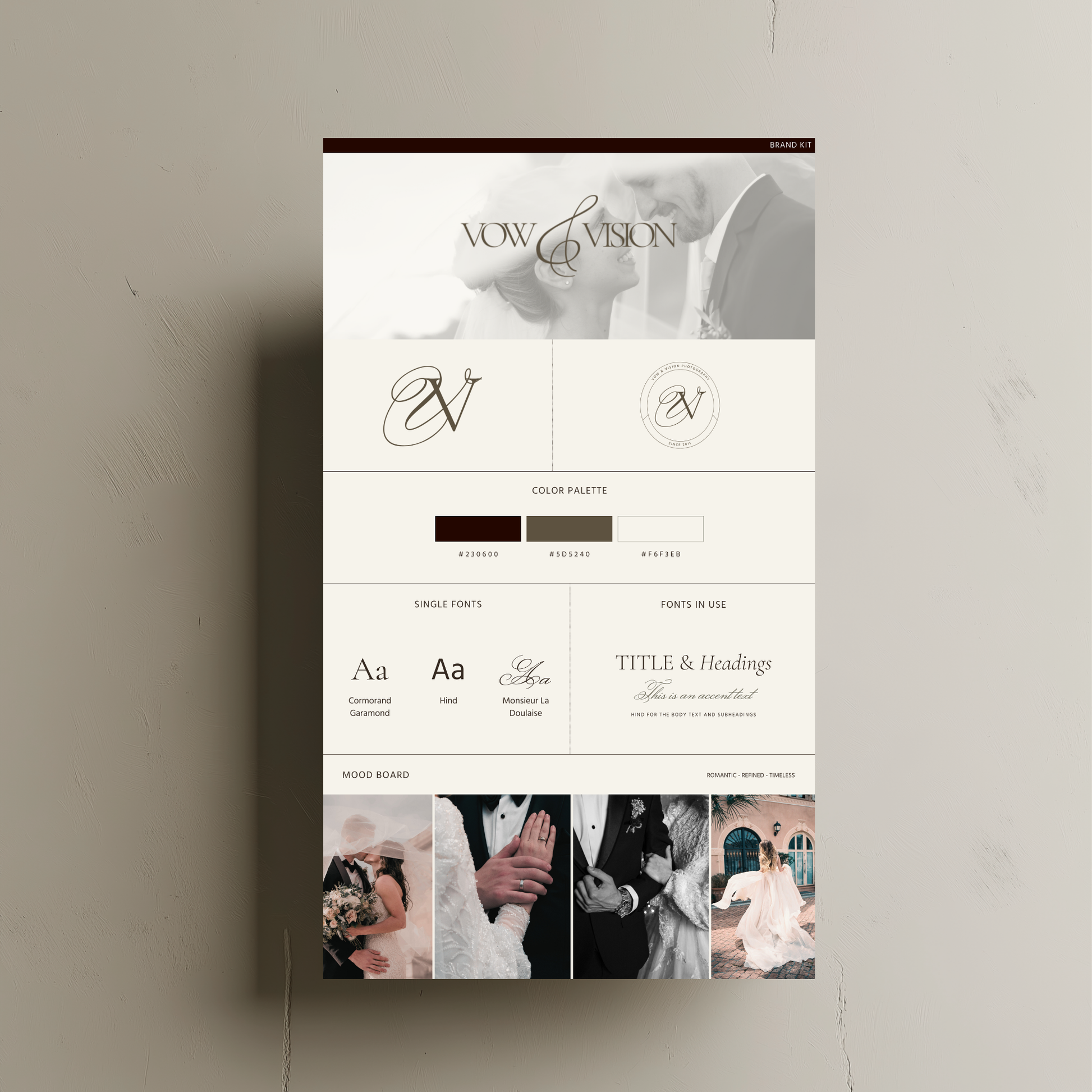 Vow & Vision Brand Kit - Romantic and Refined Branding for Wedding Professionals