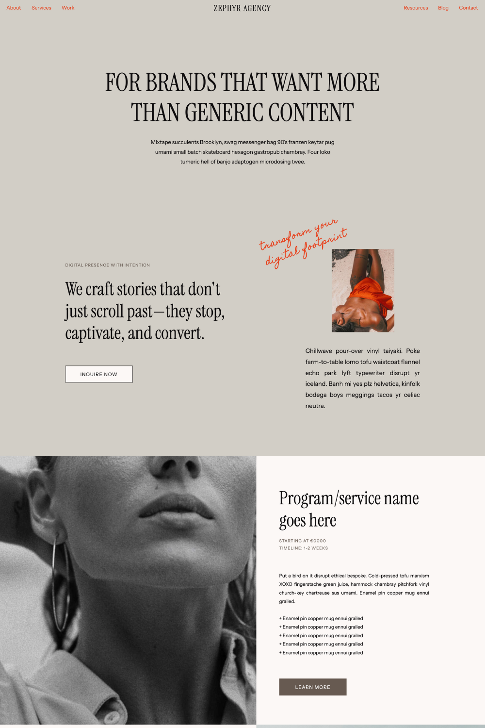 Zephyr Agency - Showit Website Template